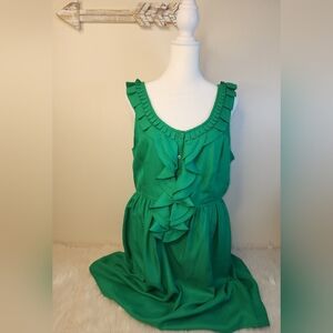 Elle Large Emerald Green Sleeveless Ruffle Dress